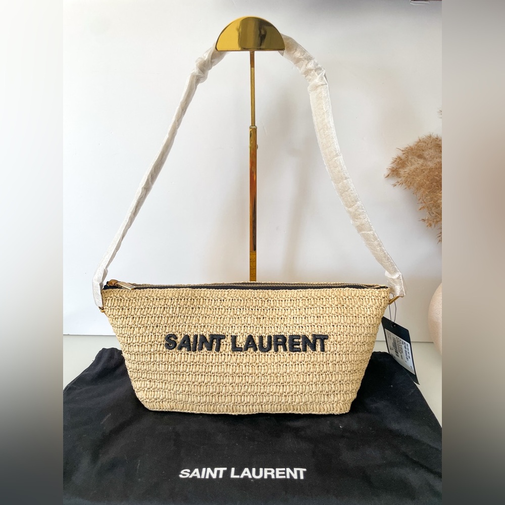 Saint Laurent Raffia Le Tuc Shoulder Bag